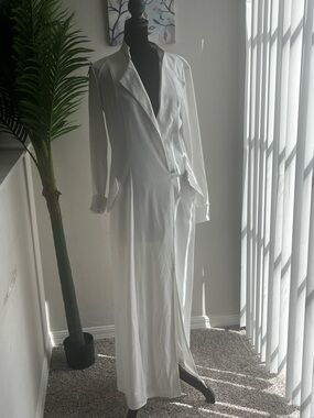 White Long Sleeve Maxi Shirt Dress